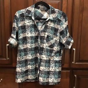 Women's Plaid Button Down Shirt - Black and Gray